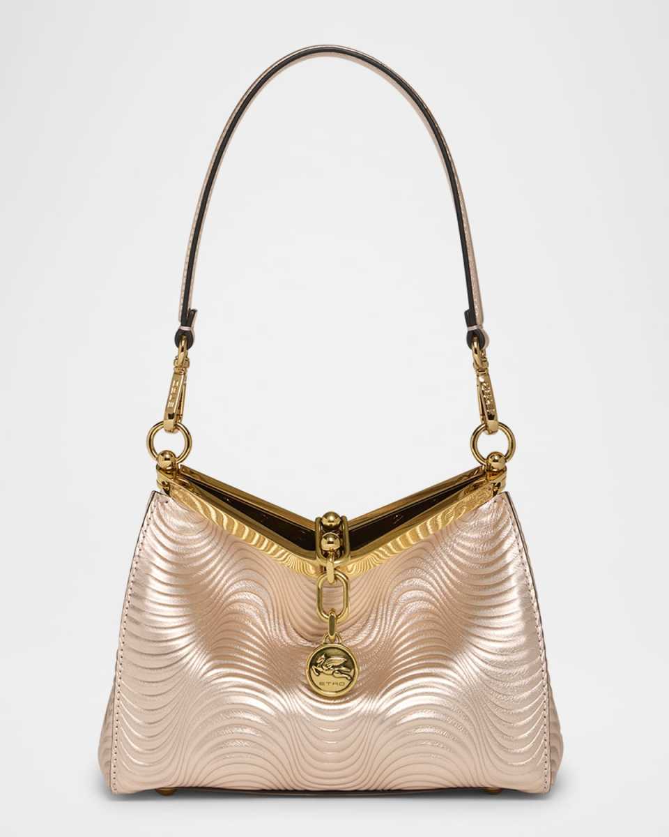 Vela Wavy Laminated Leather Shoulder Bag